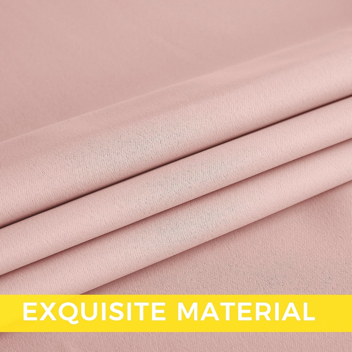 image:imageNICETOWN Grey Light Blocking Curtains 96 Inches Long 2 Panels for Living Room Bedroom Office Thermal Insulated Blackout Drapes Solid Grommet Noise Reducing Window Curtains W40Blush Pink