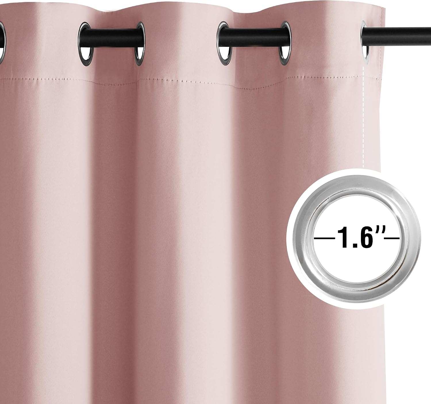 image:imageNICETOWN Grey Light Blocking Curtains 96 Inches Long 2 Panels for Living Room Bedroom Office Thermal Insulated Blackout Drapes Solid Grommet Noise Reducing Window Curtains W40Blush Pink