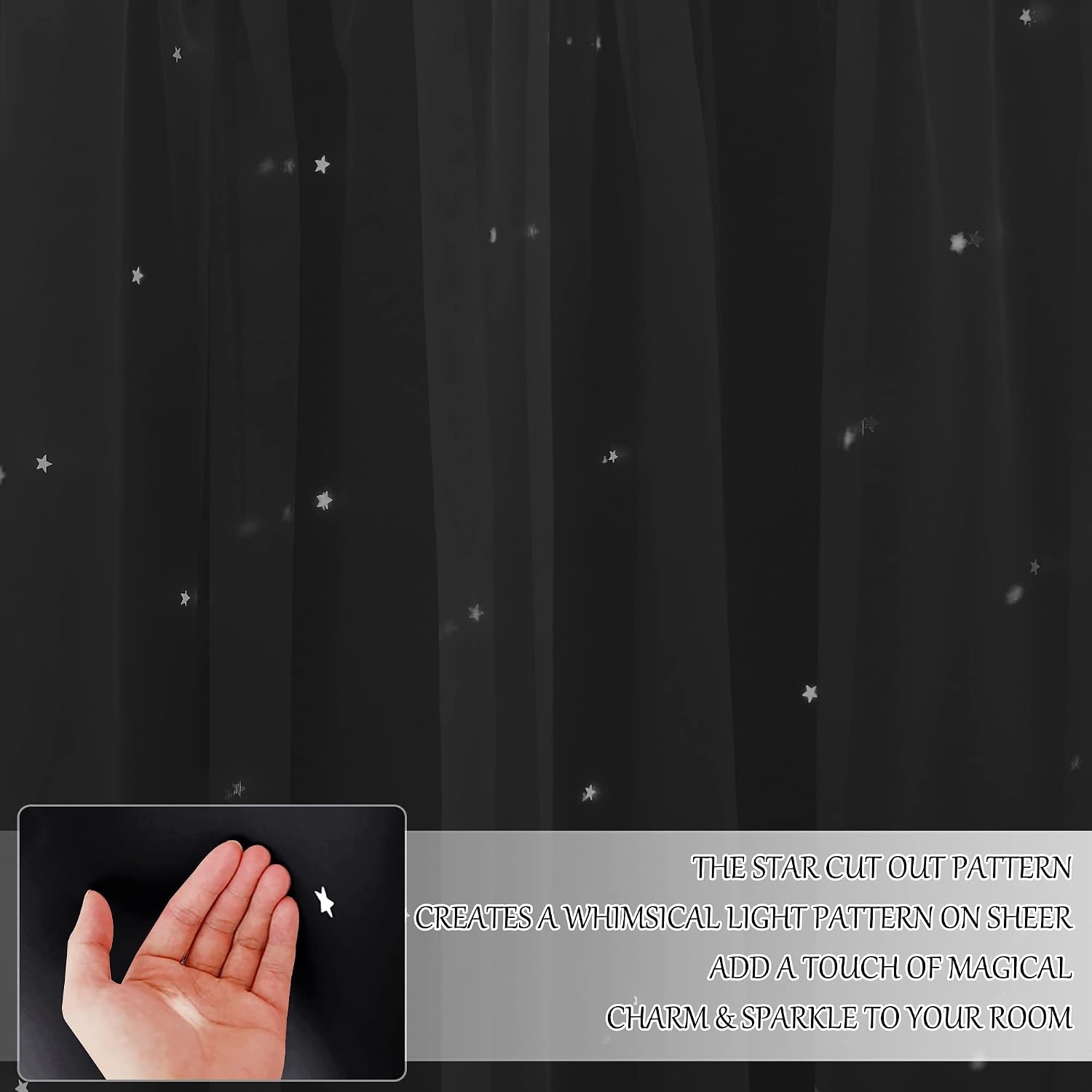 image:imageNICETOWN Kids Boys Blackout Curtains DoubleDeck Sheer Panel amp Star Drapes for Living Room Window Treatments with Tie Backs Blue 1 Pair W52 x L95Black