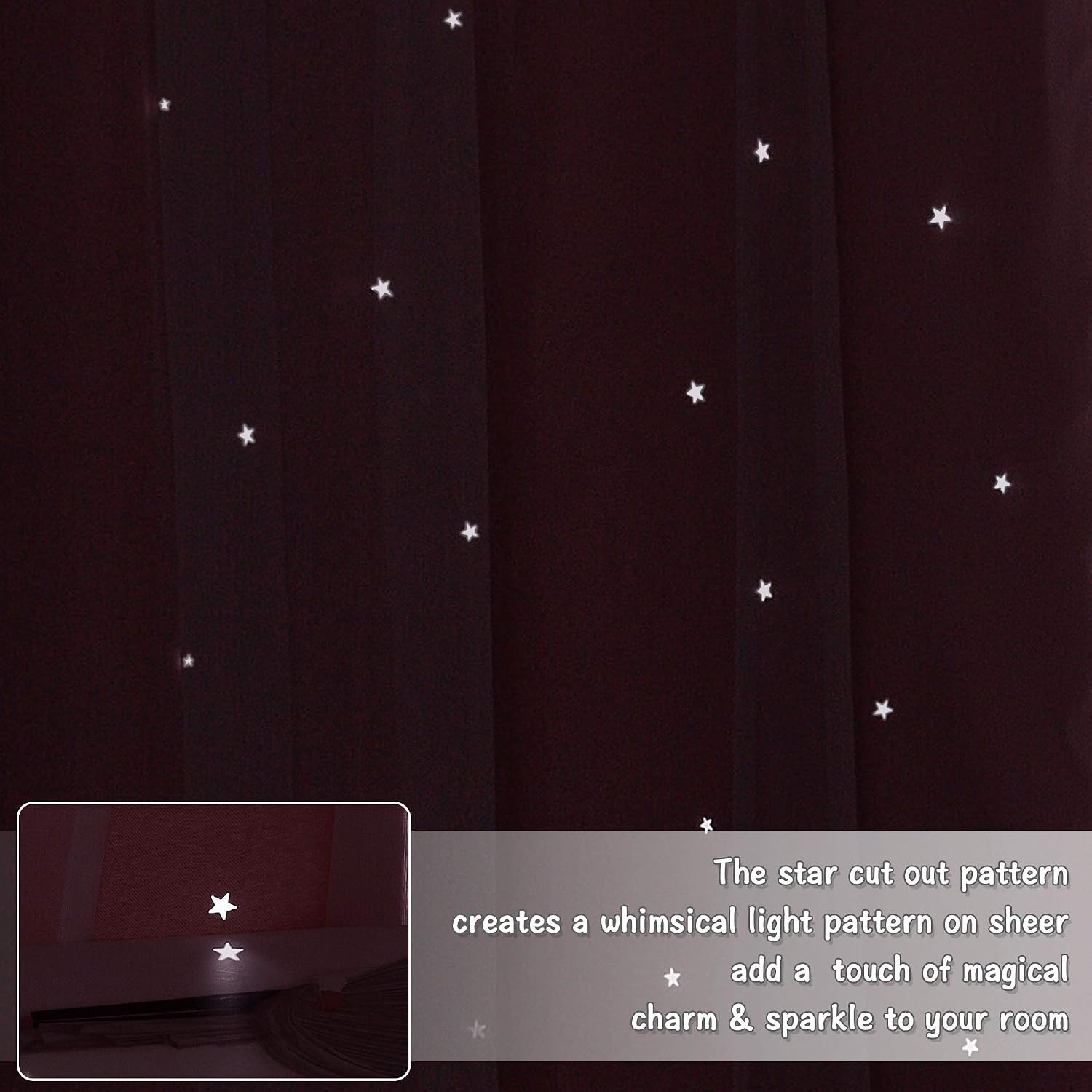 image:imageNICETOWN Kids Boys Blackout Curtains DoubleDeck Sheer Panel amp Star Drapes for Living Room Window Treatments with Tie Backs Blue 1 Pair W52 x L95Lavender Pink