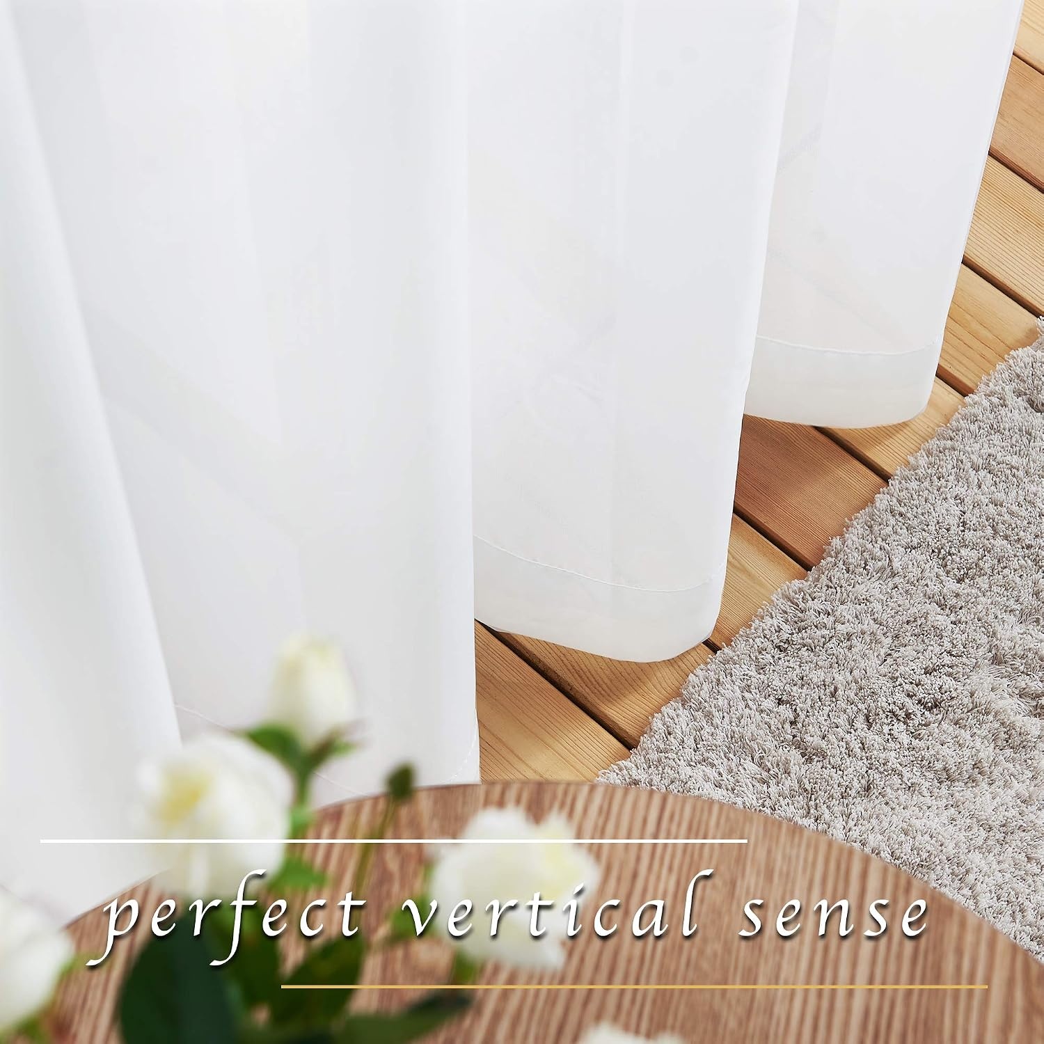 image:imageNICETOWN Patio Door Sheer Curtains 96 inch Length Ring Top Voile Textured Airy Sheer Curtains and Drapes Elegant for BedroomLiving Room Home Decor Beige 54 inch Wide 2 PanelsPure White