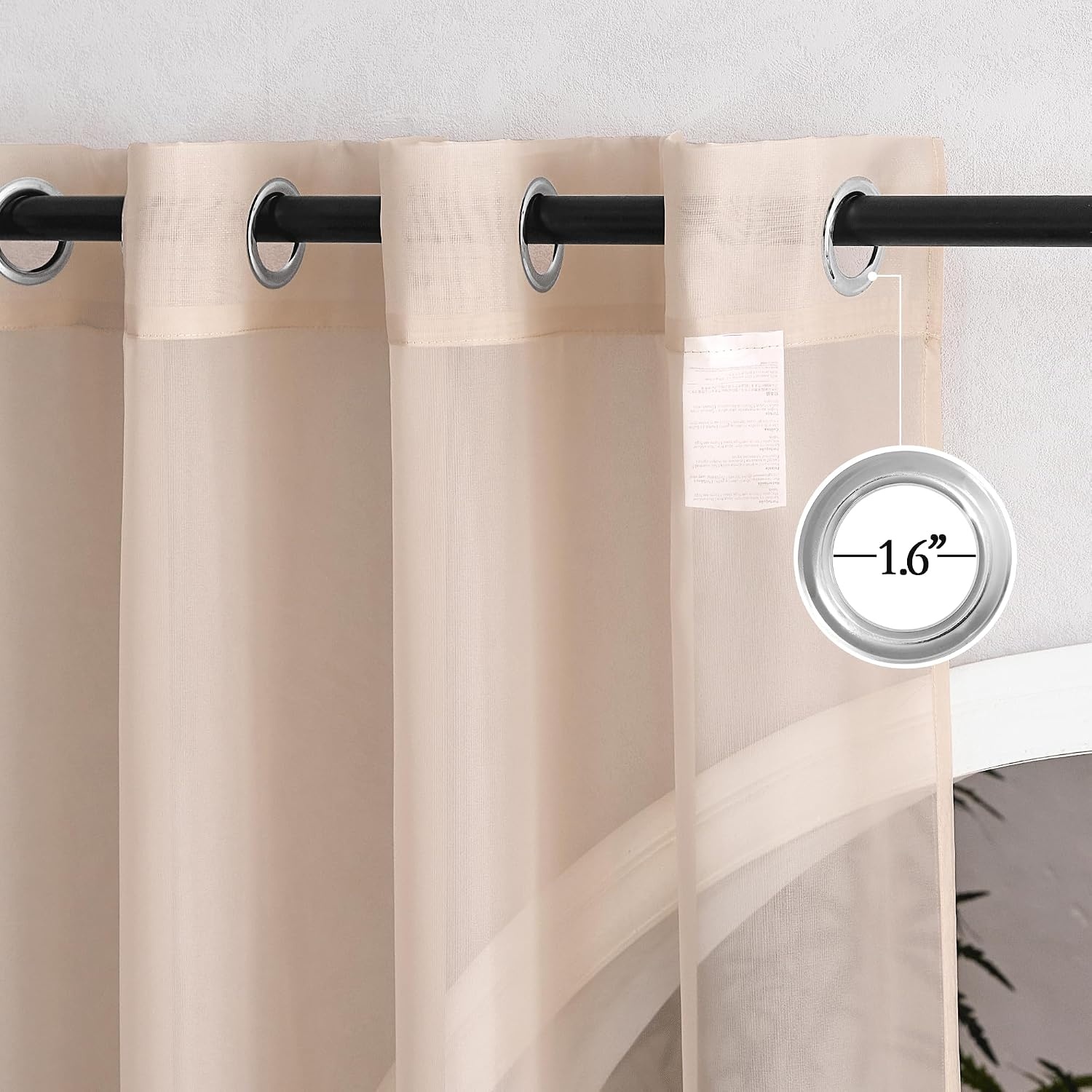 image:imageNICETOWN Patio Door Sheer Curtains 96 inch Length Ring Top Voile Textured Airy Sheer Curtains and Drapes Elegant for BedroomLiving Room Home Decor Beige 54 inch Wide 2 PanelsTaupe