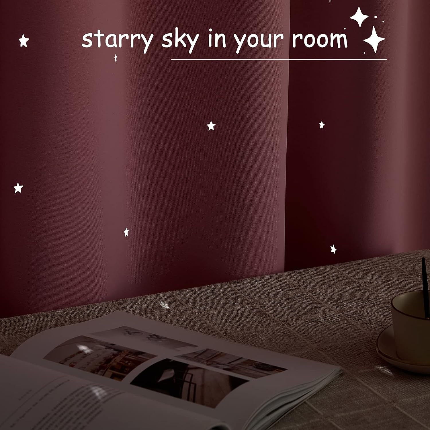 image:imageNICETOWN Sage Green Nursery Curtain with Cut Out Stars W52 x L63 2 PanelsBaby Pink
