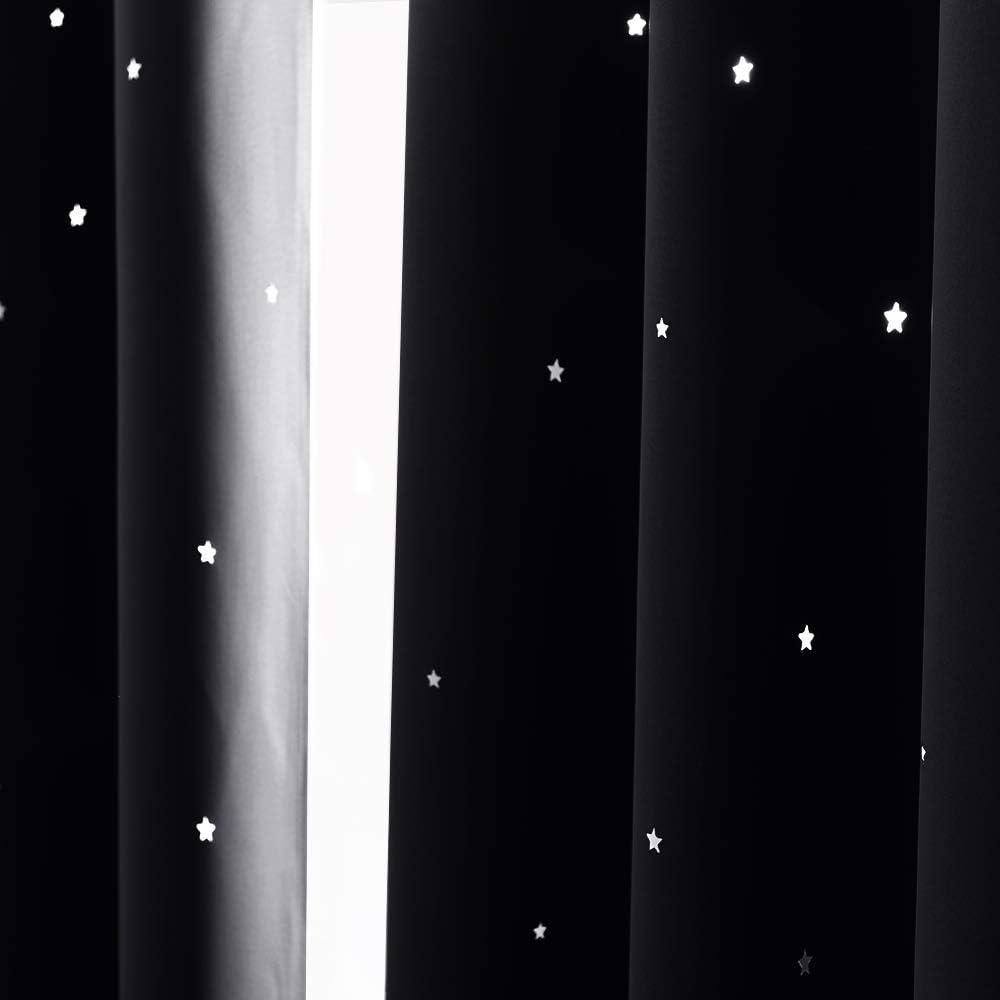 image:imageNICETOWN Sage Green Nursery Curtain with Cut Out Stars W52 x L63 2 PanelsBlack