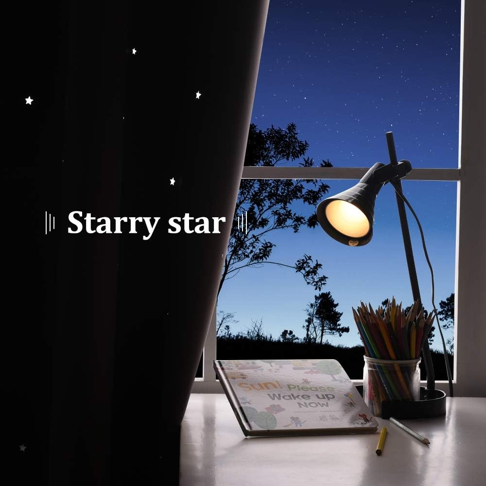 image:imageNICETOWN Sage Green Nursery Curtain with Cut Out Stars W52 x L63 2 PanelsGrey