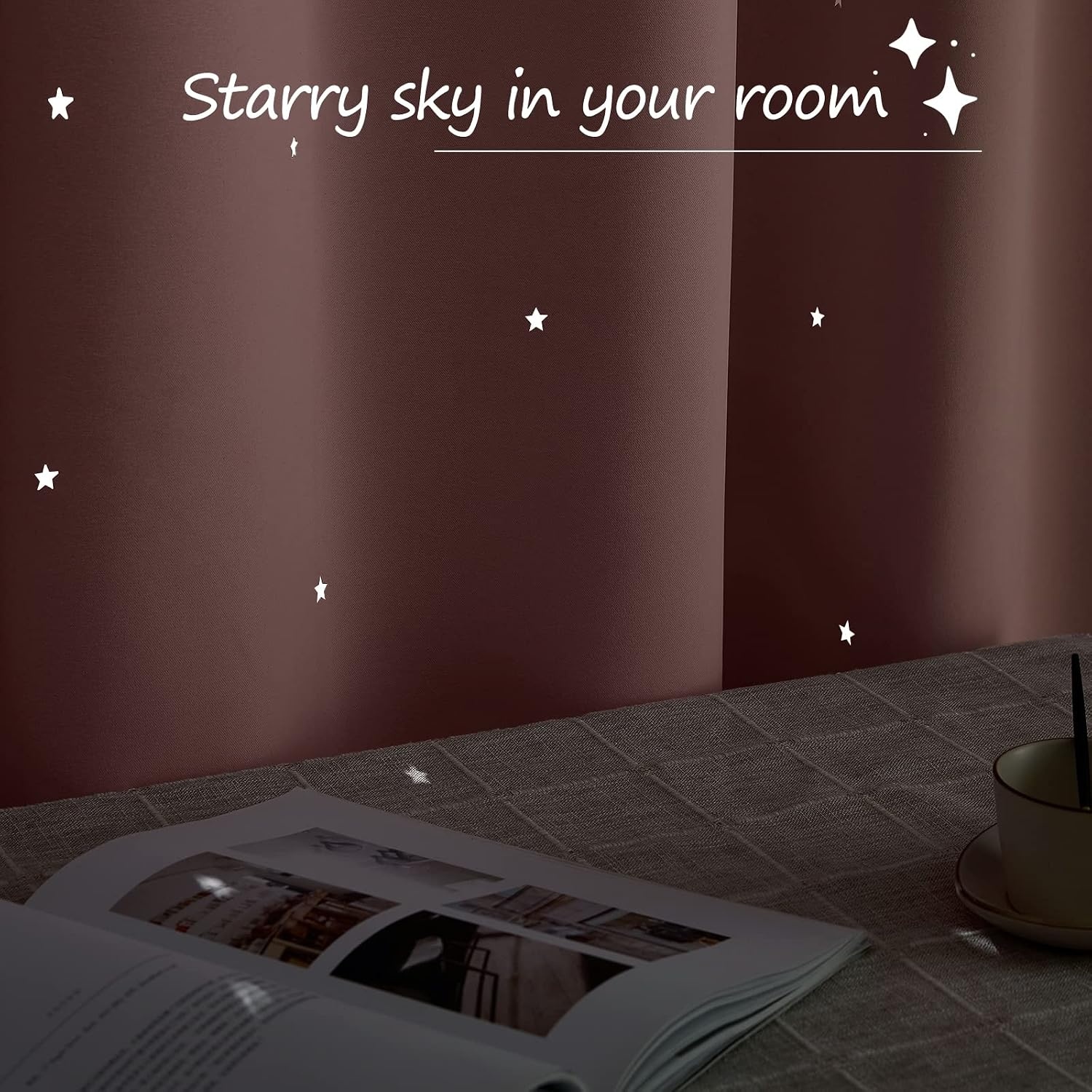 image:imageNICETOWN Sage Green Nursery Curtain with Cut Out Stars W52 x L63 2 PanelsLight Pink