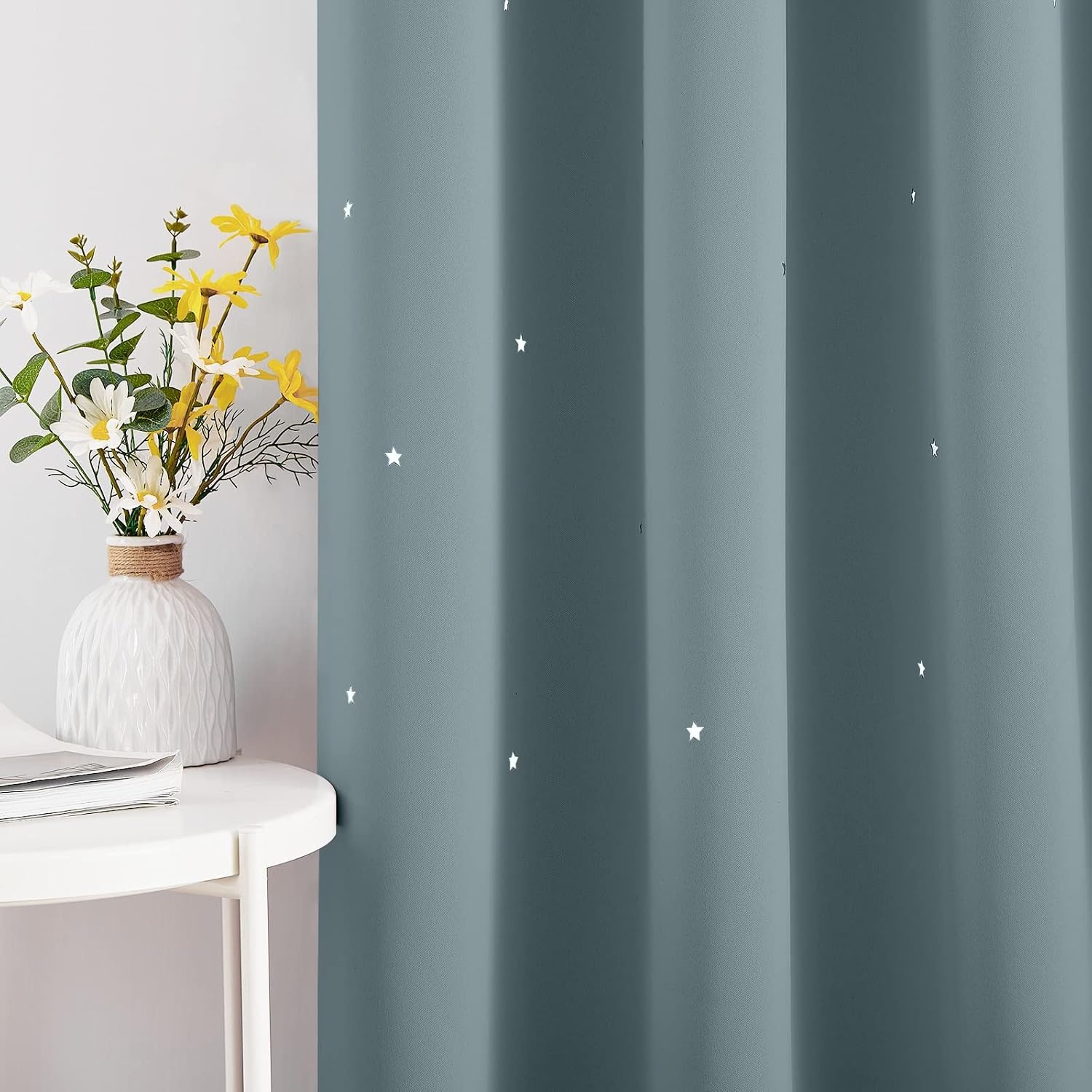 image:imageNICETOWN Sage Green Nursery Curtain with Cut Out Stars W52 x L63 2 PanelsStormy Sea