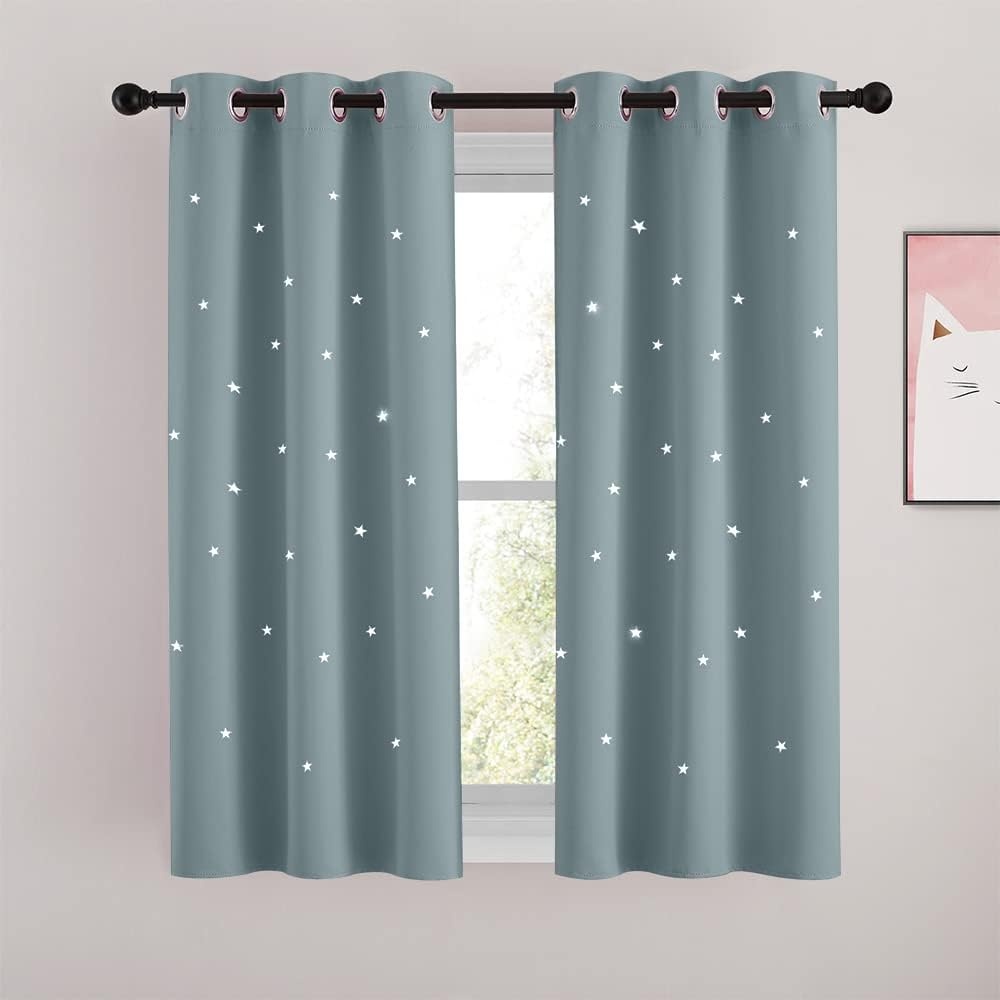 image:imageNICETOWN Sage Green Nursery Curtain with Cut Out Stars W52 x L63 2 PanelsStormy Sea