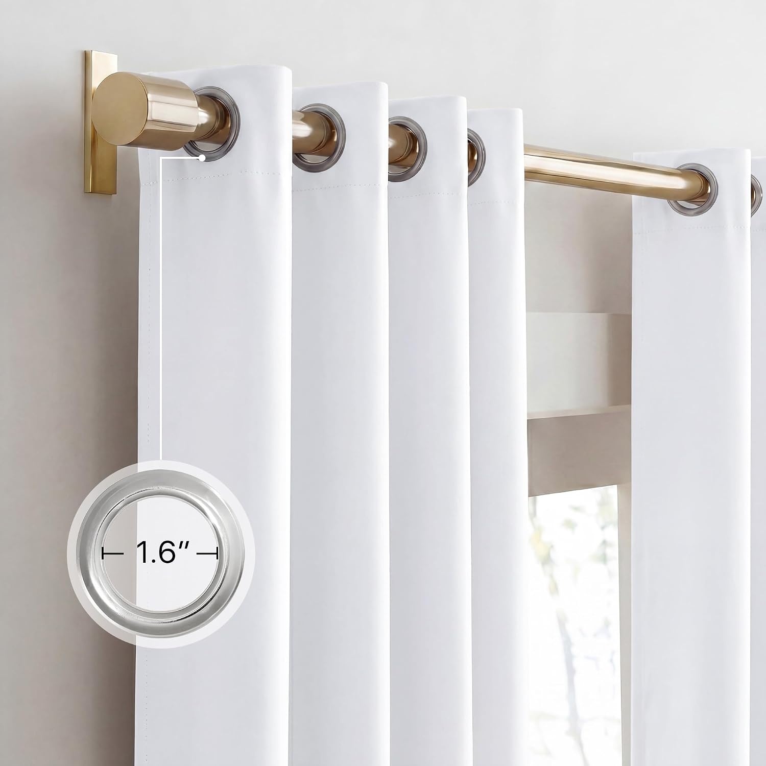 image:imageNICETOWN White 100 Blackout Curtains 84 inch Long for Bedroom 2 Pieces