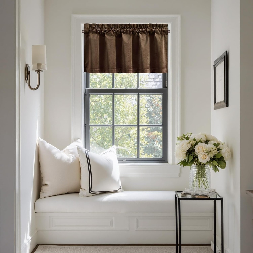 image:imageNICETOWN Black Velvet Blackout Curtains 96 inch Long 2 PanelsBrown Series Brown
