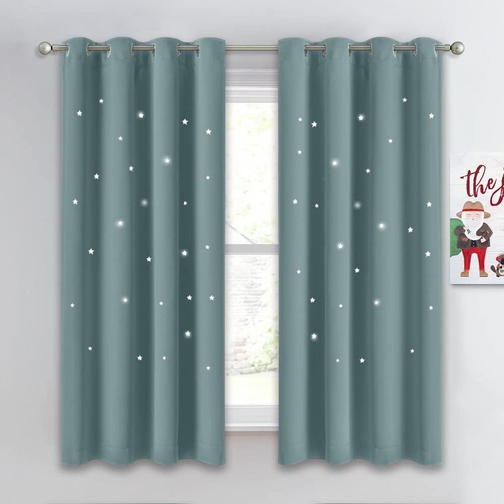 image:imageNICETOWN Children Window Darkening Curtains Greyish Blue 2 Panels 52x63