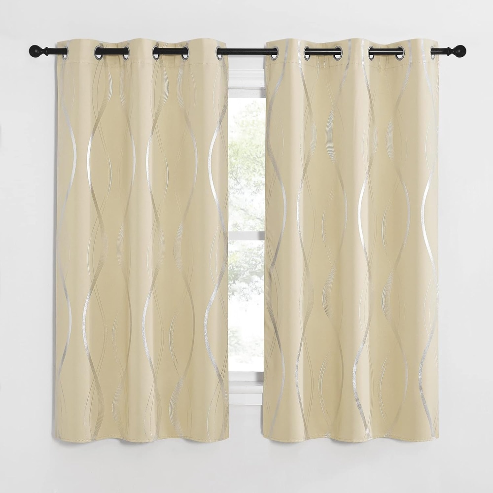 image:imageNICETOWN Grey Blackout Striped Pattern Curtains for Living Room 52 x 841 Biscotti Beige