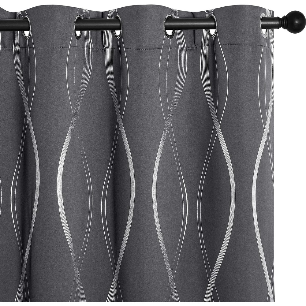 image:imageNICETOWN Grey Blackout Striped Pattern Curtains for Living Room 52 x 841 Grey
