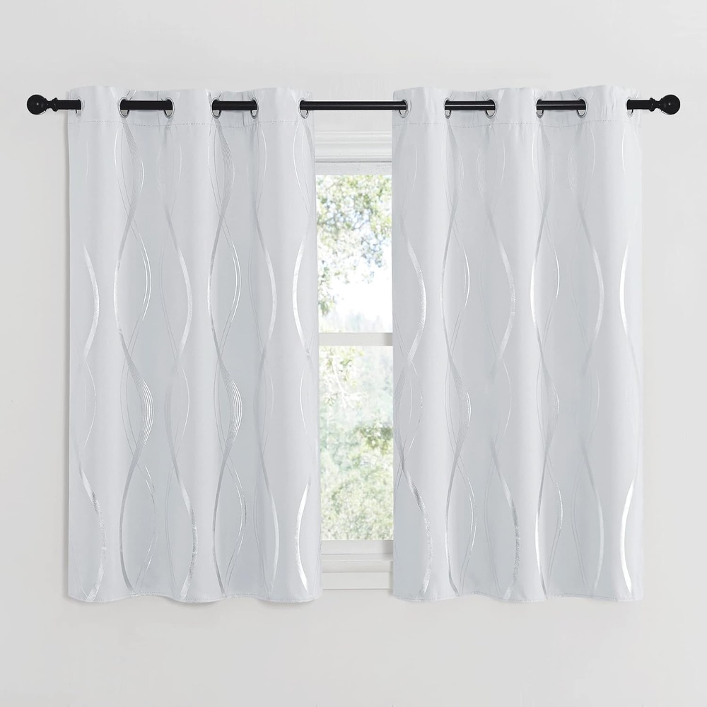 image:imageNICETOWN Grey Blackout Striped Pattern Curtains for Living Room 52 x 841 Greyish White