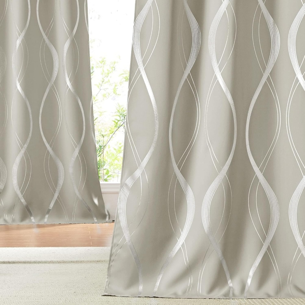 image:imageNICETOWN Grey Blackout Striped Pattern Curtains for Living Room 52 x 841natural
