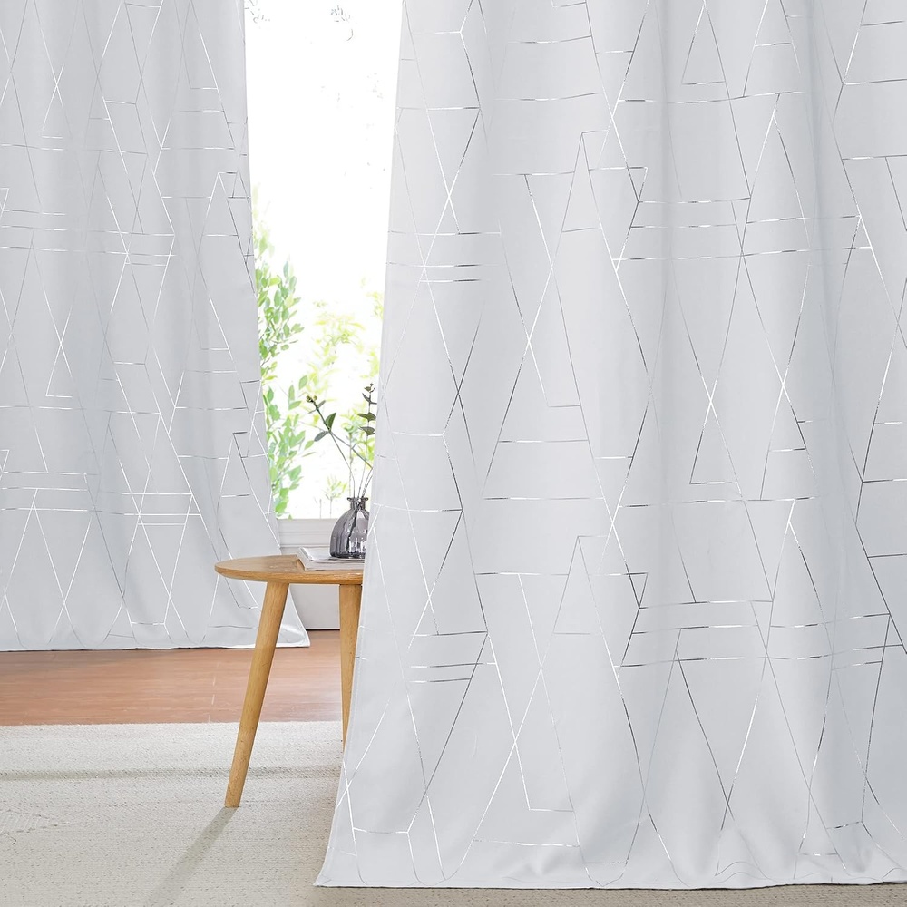 image:imageNICETOWN Grey Blackout Striped Pattern Curtains for Living Room 52 x 842 Greyish White