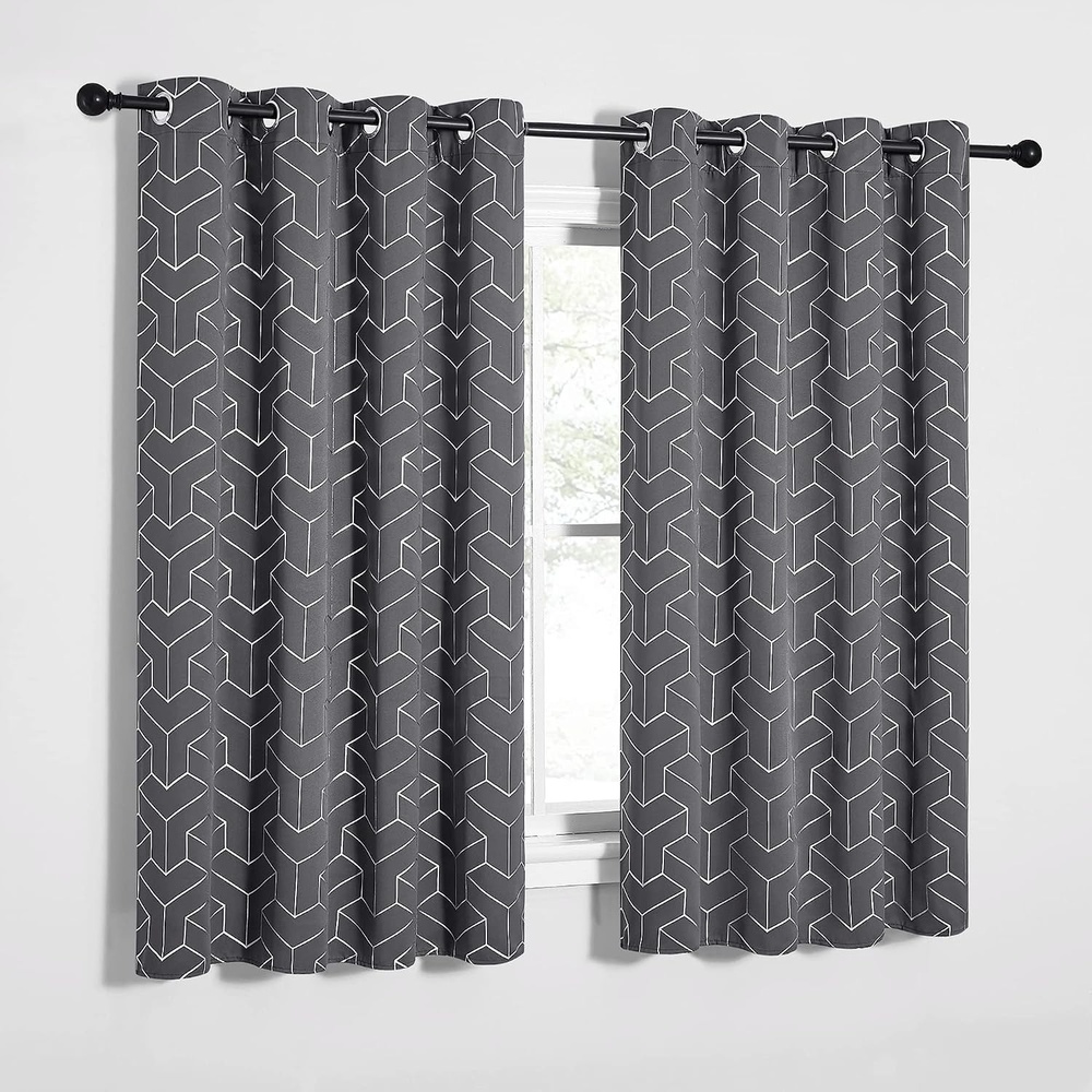 image:imageNICETOWN Grey Blackout Striped Pattern Curtains for Living Room 52 x 843 Grey