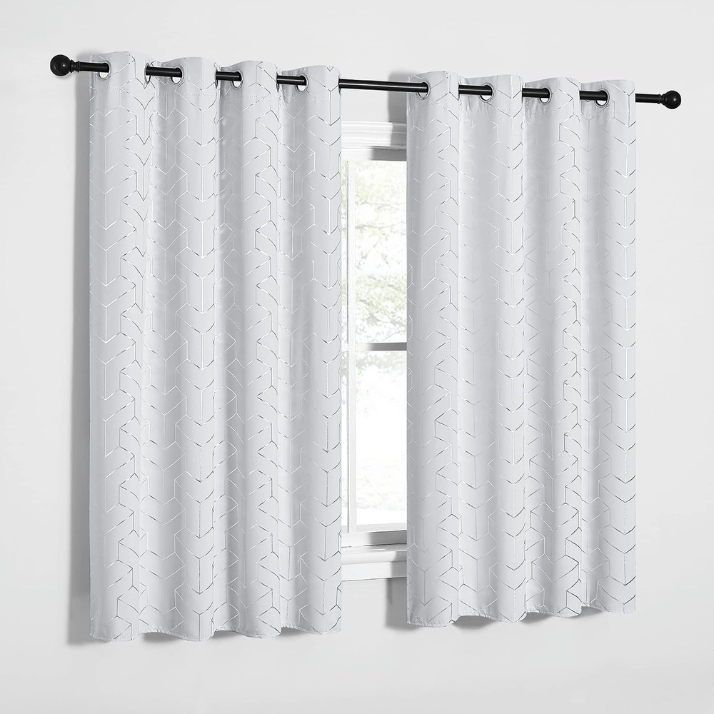 image:imageNICETOWN Grey Blackout Striped Pattern Curtains for Living Room 52 x 843 Greyish White