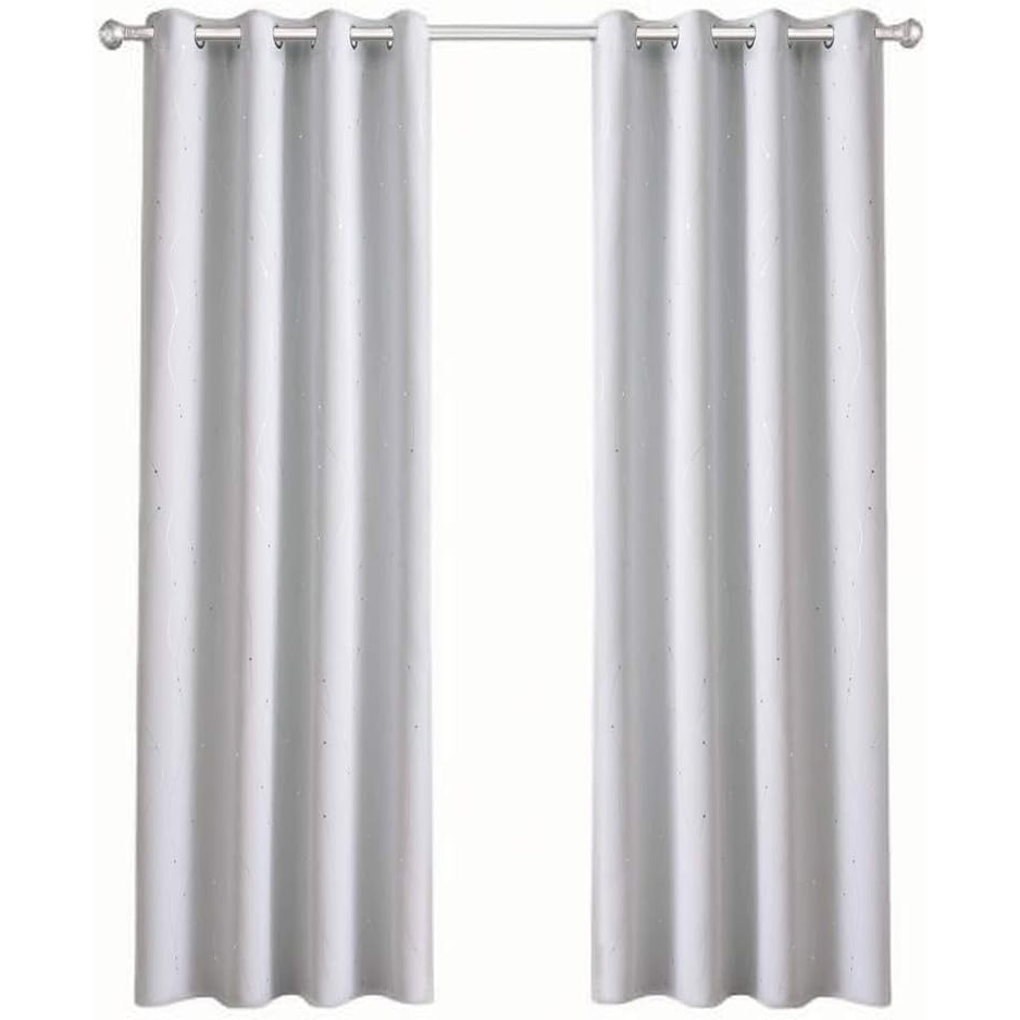 image:imageNICETOWN Grey Blackout Striped Pattern Curtains for Living Room 52 x 84Greyishwhite