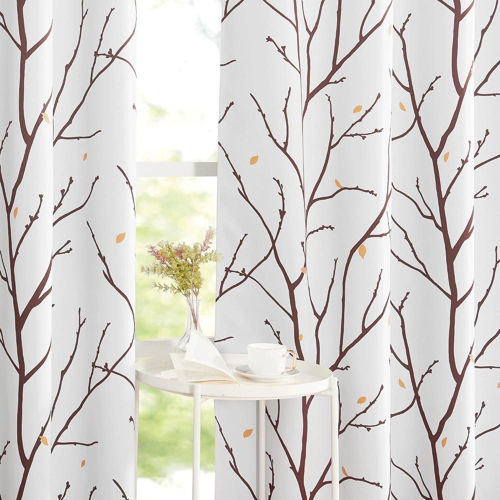 image:imageNICETOWN Grey Blackout Striped Pattern Curtains for Living Room 52 x 84Whitetaupe