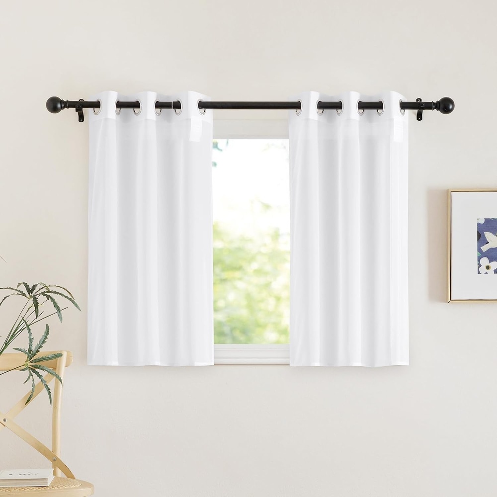 image:imageNICETOWN Patio Door Sheer Curtains 96 inch Length Ring Top Voile Textured Airy Sheer Curtains and Drapes Elegant for BedroomLiving Room Home Decor Beige 54 inch Wide 2 PanelsWhite
