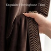 NICETOWN Black Velvet Blackout Curtains 96 inch Long 2 Panels(1 – Embroidered Trim – Brown)