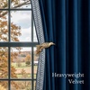 NICETOWN Black Velvet Blackout Curtains 96 inch Long 2 Panels(1 – Embroidered Trim – Navy Blue)