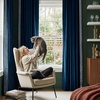 NICETOWN Black Velvet Blackout Curtains 96 inch Long 2 Panels(1 – Embroidered Trim – Navy Blue)