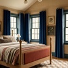 NICETOWN Black Velvet Blackout Curtains 96 inch Long 2 Panels(1 – Embroidered Trim – Navy Blue)