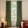NICETOWN Black Velvet Blackout Curtains 96 inch Long 2 Panels(1 – Embroidered Trim – Olive Green)