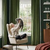 NICETOWN Black Velvet Blackout Curtains 96 inch Long 2 Panels(1 – Embroidered Trim – Olive Green)