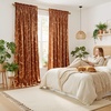 NICETOWN Black Velvet Blackout Curtains 96 inch Long 2 Panels(2 – Leaf Pattern – Burnt Orange)