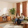 NICETOWN Black Velvet Blackout Curtains 96 inch Long 2 Panels(2 – Leaf Pattern – Burnt Orange)
