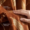 NICETOWN Black Velvet Blackout Curtains 96 inch Long 2 Panels(2 – Leaf Pattern – Burnt Orange)