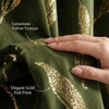 NICETOWN Black Velvet Blackout Curtains 96 inch Long 2 Panels(2 – Leaf Pattern – Olive Green)