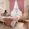 NICETOWN Black Velvet Blackout Curtains 96 inch Long 2 Panels(3 – Pom Pom – Blush Pink)
