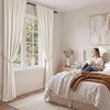 NICETOWN Black Velvet Blackout Curtains 96 inch Long 2 Panels(3 – Pom Pom – Ivory White)