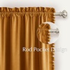 NICETOWN Black Velvet Blackout Curtains 96 inch Long 2 Panels(3 – Pom Pom – Mustard Gold)