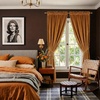 NICETOWN Black Velvet Blackout Curtains 96 inch Long 2 Panels(3 – Pom Pom – Mustard Gold)