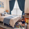 NICETOWN Black Velvet Blackout Curtains 96 inch Long 2 Panels(3 – Pom Pom – Slate Blue)