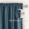 NICETOWN Black Velvet Blackout Curtains 96 inch Long 2 Panels(3 – Pom Pom – Slate Blue)