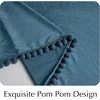 NICETOWN Black Velvet Blackout Curtains 96 inch Long 2 Panels(3 – Pom Pom – Slate Blue)