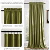 NICETOWN Black Velvet Blackout Curtains 96 inch Long 2 Panels(Green Series – Moss Green)