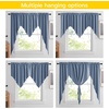 NICETOWN Blackout Window Treatment Pole Pocket Kitchen Tier Curtains- Tailored Scalloped Valance/Swags for Living Room (One Pair, 36 Wide by 63-inches Long Each Panel, Grey)(Stone Blue)