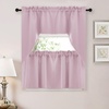 NICETOWN Blackout Window Treatment Pole Pocket Kitchen Tier Curtains- Tailored Scalloped Valance/Swags for Living Room (One Pair, 36 Wide by 63-inches Long Each Panel, Grey)(Pink)