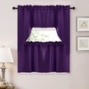 NICETOWN Blackout Window Treatment Pole Pocket Kitchen Tier Curtains- Tailored Scalloped Valance/Swags for Living Room (One Pair, 36 Wide by 63-inches Long Each Panel, Grey)(Royal Purple)