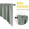 NICETOWN Blackout Window Treatment Pole Pocket Kitchen Tier Curtains- Tailored Scalloped Valance/Swags for Living Room (One Pair, 36 Wide by 63-inches Long Each Panel, Grey)(Greyish Green)