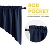 NICETOWN Blackout Window Treatment Pole Pocket Kitchen Tier Curtains- Tailored Scalloped Valance/Swags for Living Room (One Pair, 36 Wide by 63-inches Long Each Panel, Grey)(Navy)