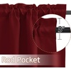 NICETOWN Blackout Window Treatment Pole Pocket Kitchen Tier Curtains- Tailored Scalloped Valance/Swags for Living Room (One Pair, 36 Wide by 63-inches Long Each Panel, Grey)(Burgundy Red)