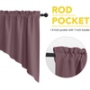 NICETOWN Blackout Window Treatment Pole Pocket Kitchen Tier Curtains- Tailored Scalloped Valance/Swags for Living Room (One Pair, 36 Wide by 63-inches Long Each Panel, Grey)(Dry Rose)